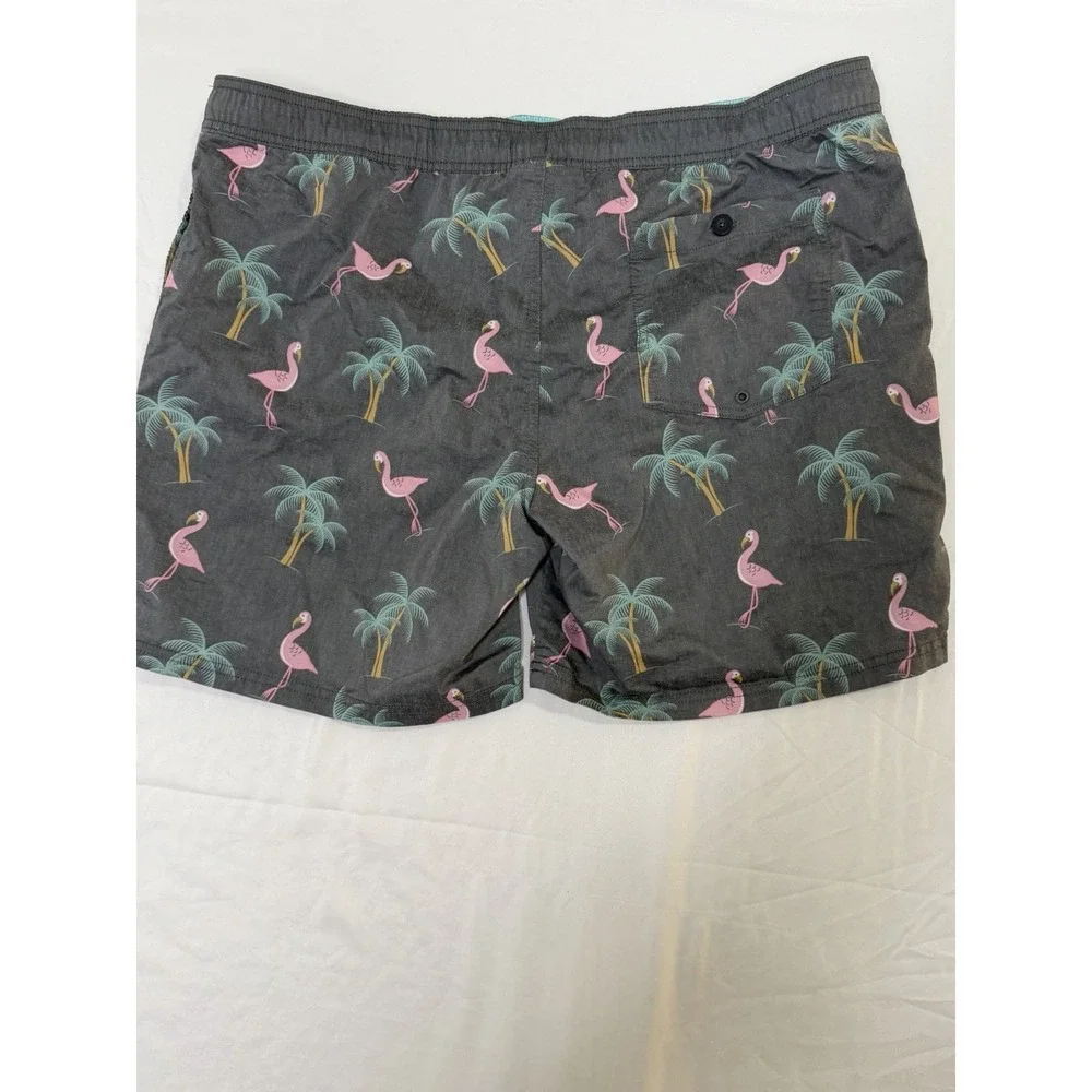 Goodfellow & Co Mens Swim Trunks XL Flamingo Palm Tree Gray Beach Shorts
